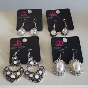 Paparazzi Silver Earrings 4 Pairs